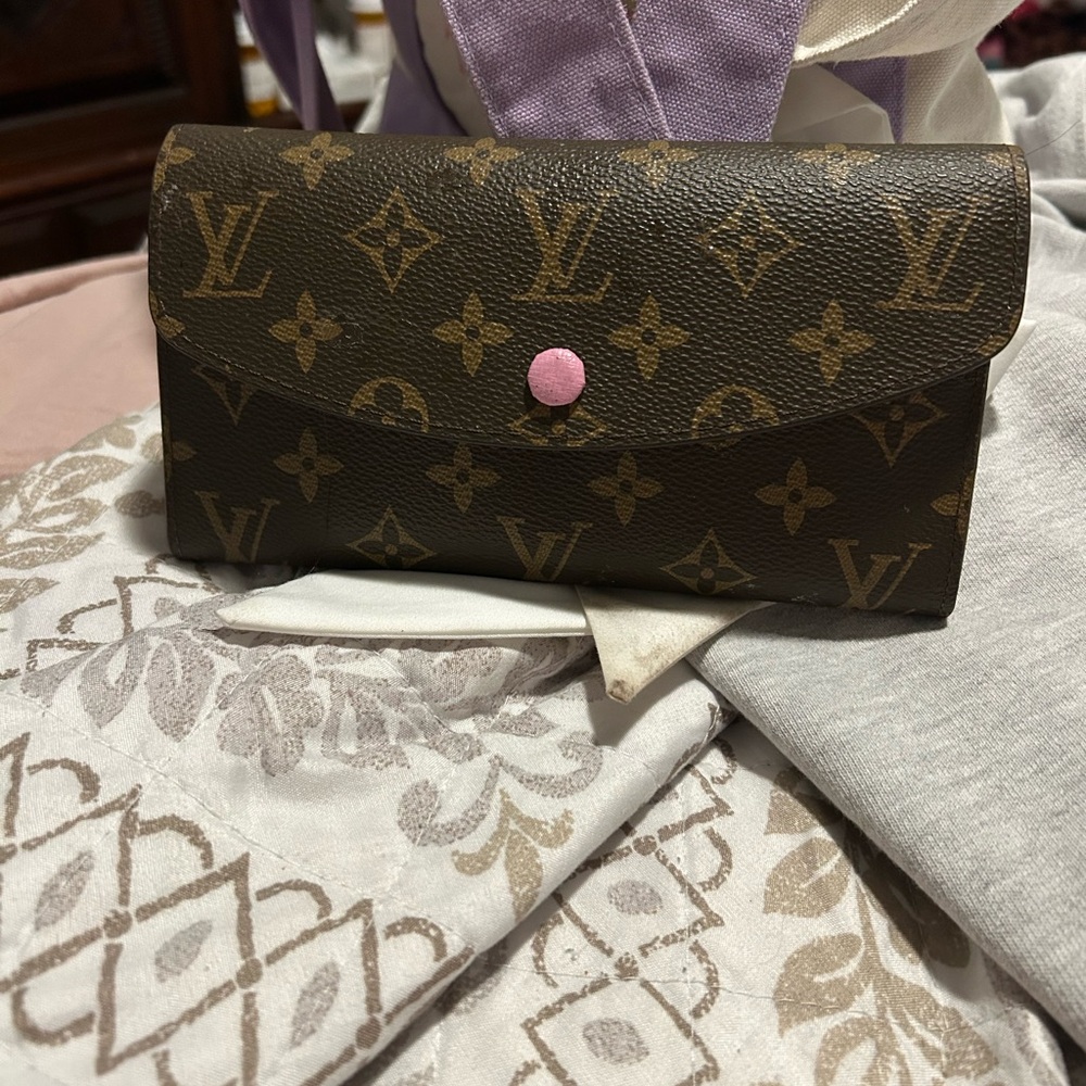 Louis Vuitton Monogram Wallet with Pink Button